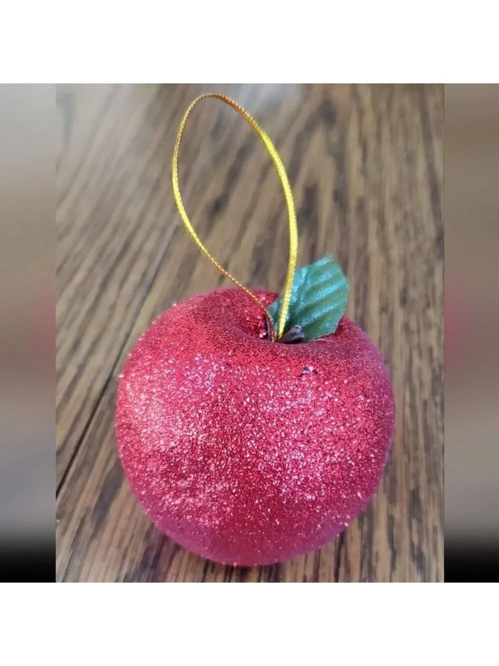 Set of 12 Sparkly Apple Ornaments | Glitter Holiday Decor
